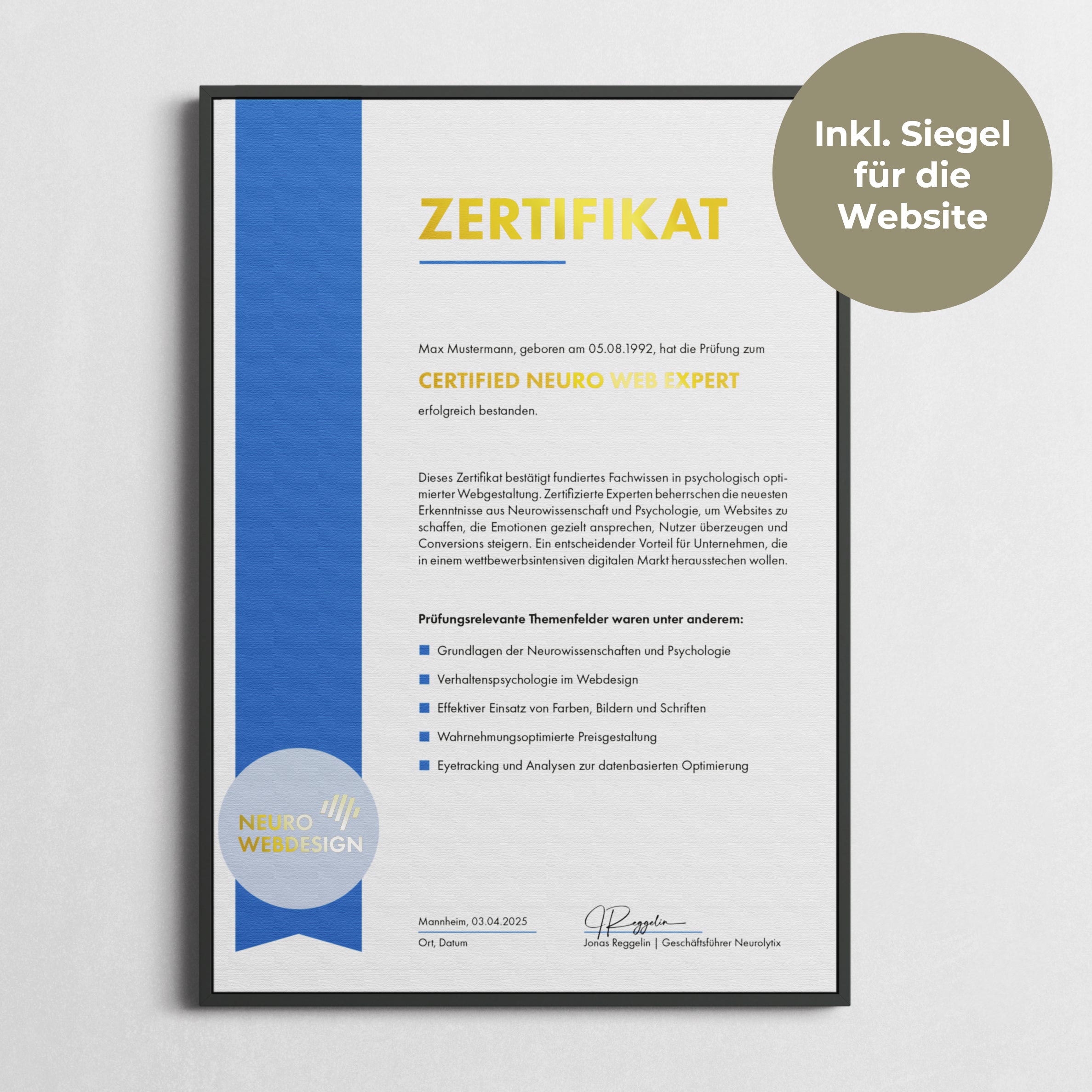 Zertifizierung "Certified Neuro Web Expert"