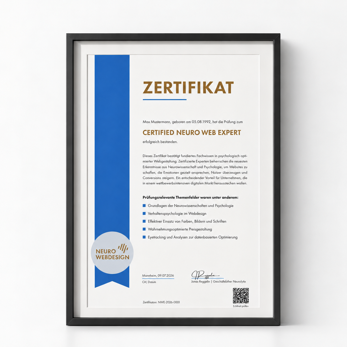 Certified Neuro Web Expert – Zertifikat